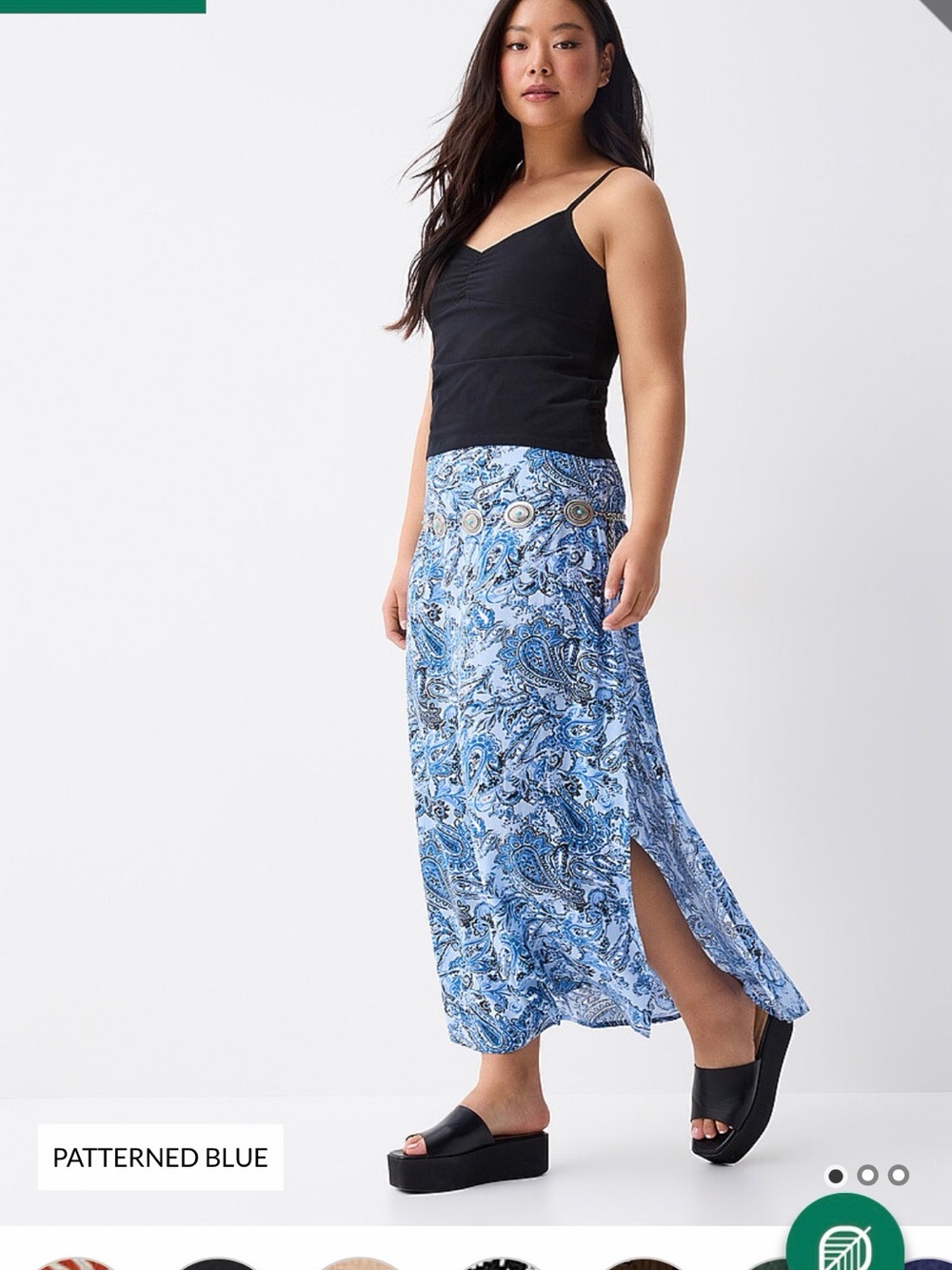 twik Blue Paisley Maxi Skirt with Side Slit
